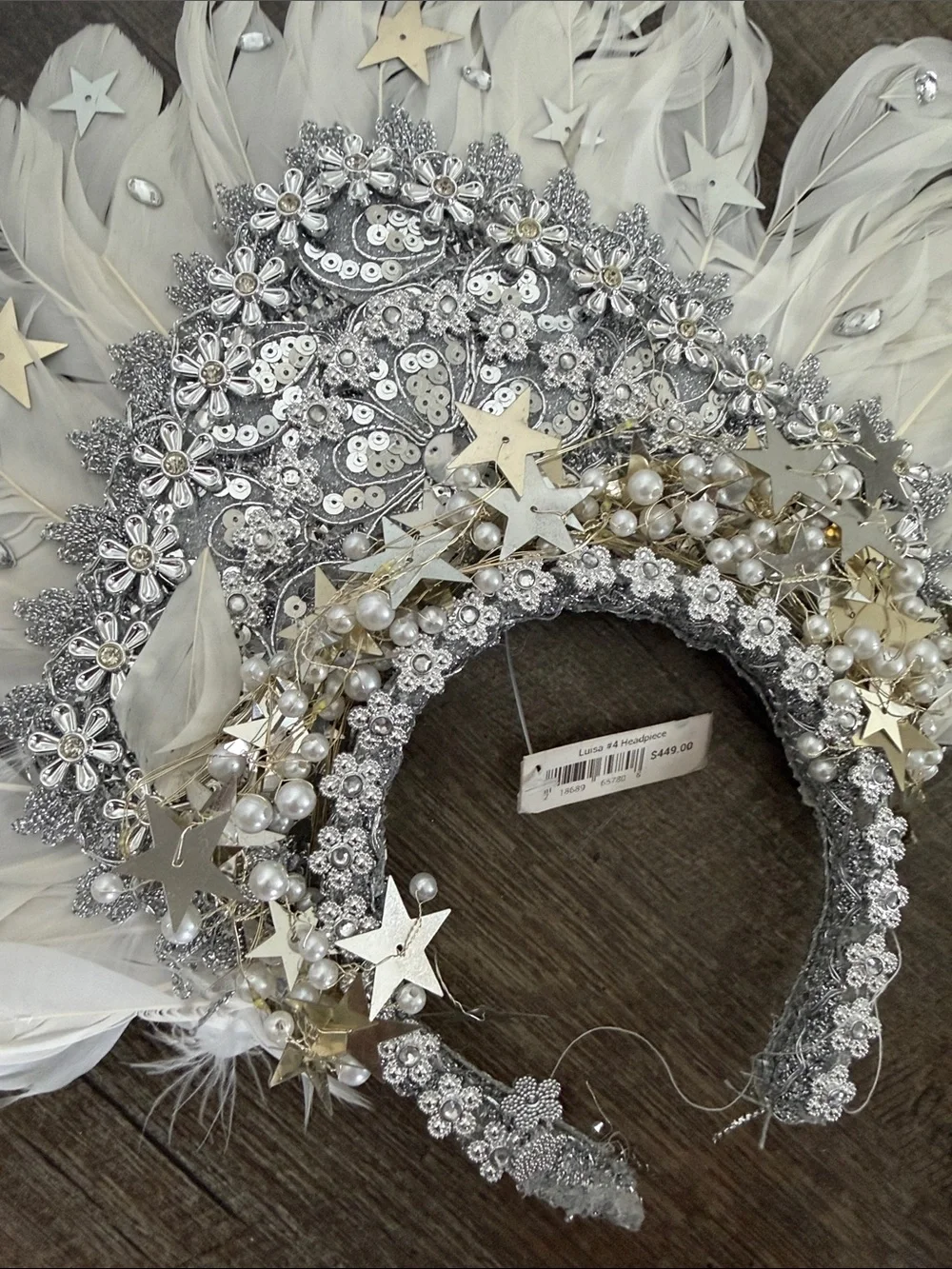 White Feather & Sequin Star Headband for Kids